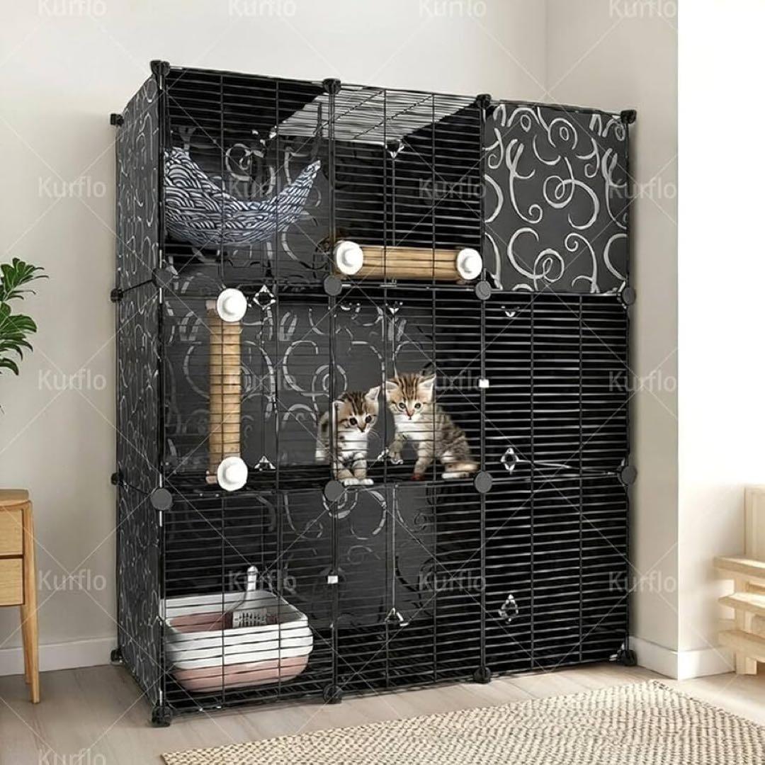 猫 折りたたみケージ 大型 キャットケージ ケージ組え自由 室内 3段