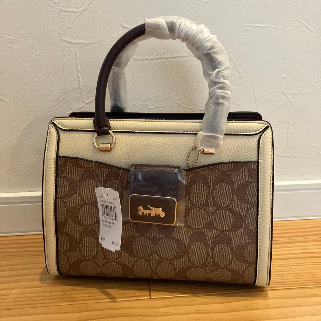 Coach ハンドバッグ ショルダーバックブラウン/アイボリー　ヘビ柄