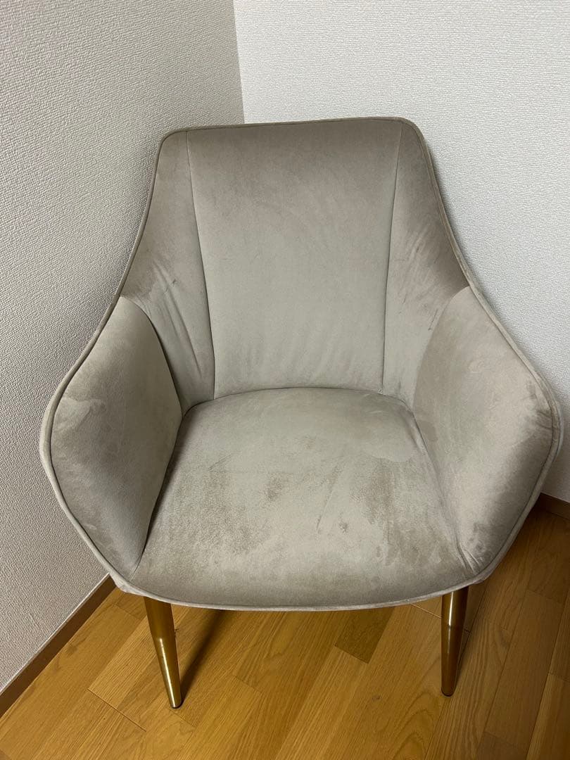一人がけソファ　グレー ベルベット アームチェア