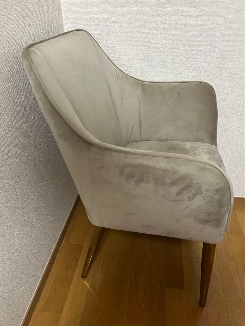 一人がけソファ　グレー ベルベット アームチェア