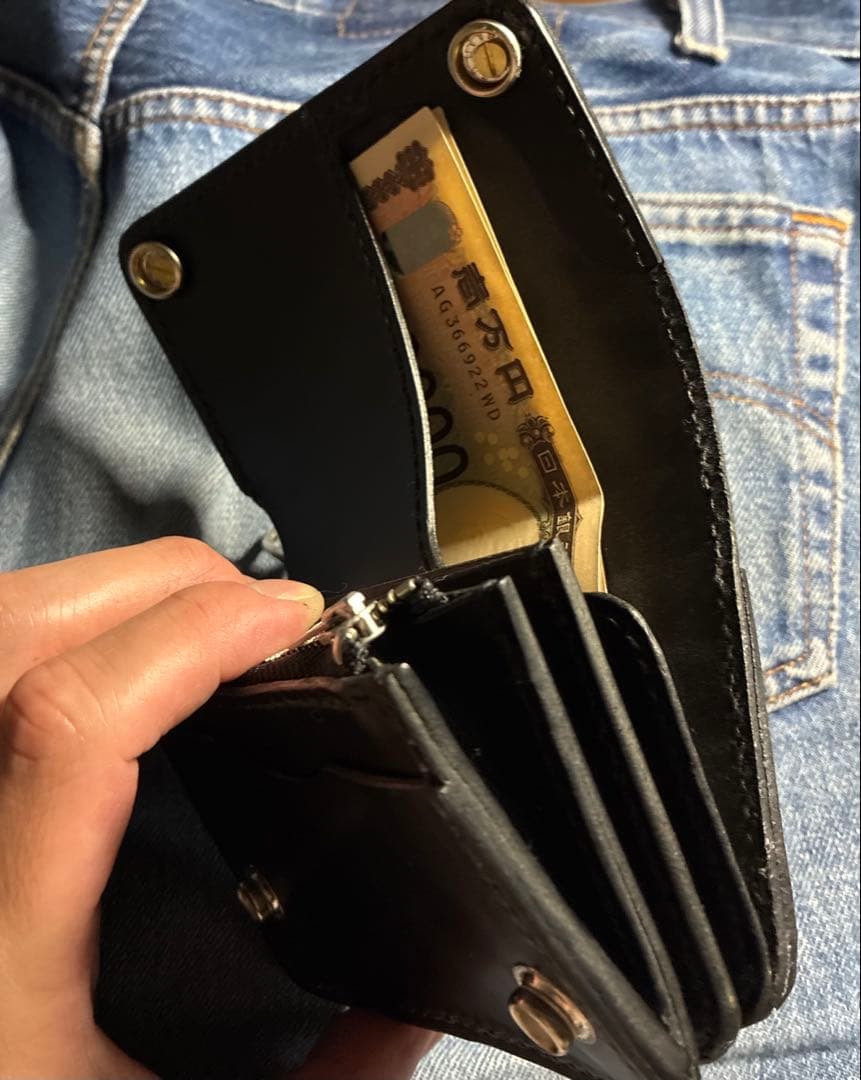 トラッカーウォレット　ショート　クロコ型押し×シルバー925アポロコンチョ