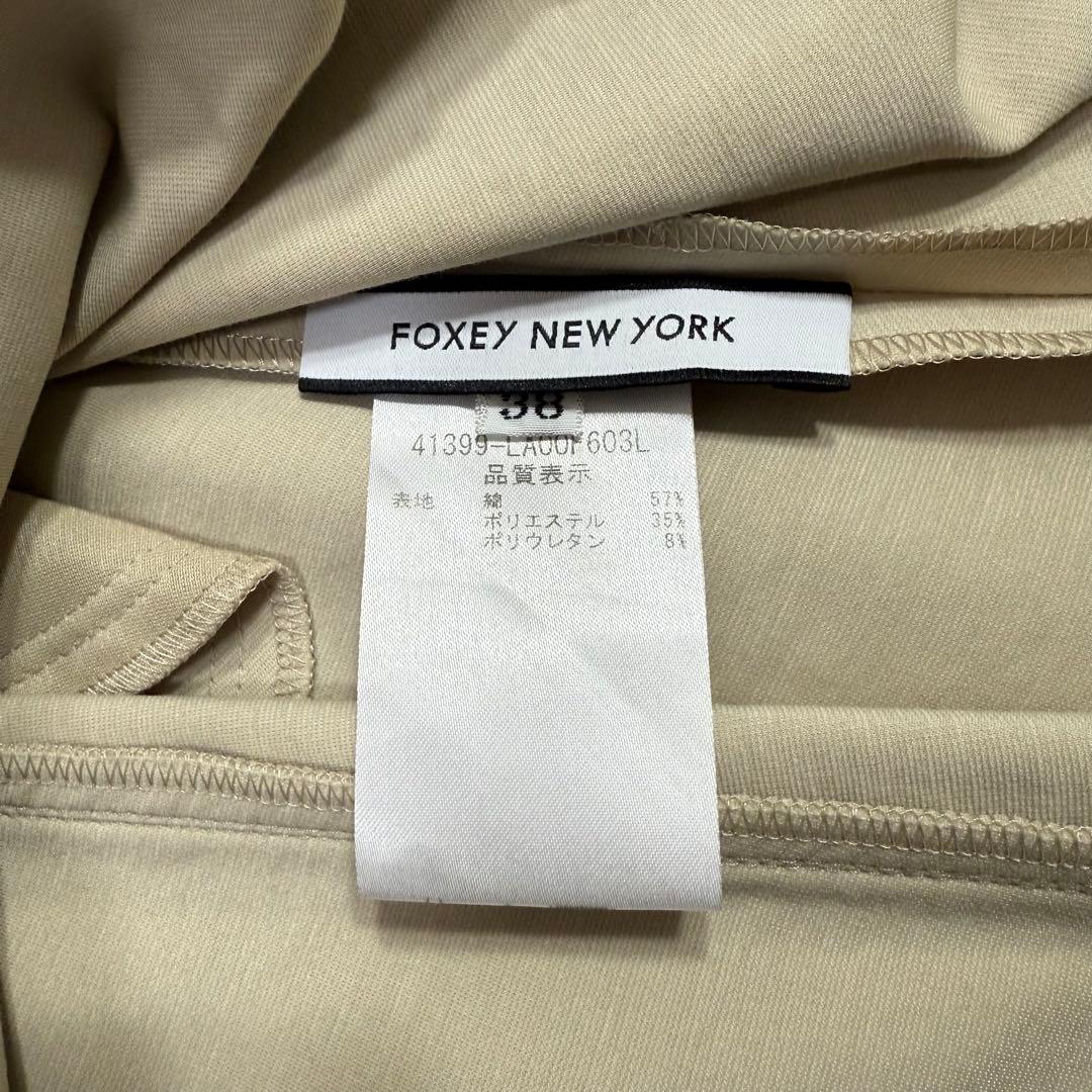 美品✨フォクシー ストレッチフレアワンピース テニスガーデン ベージュ 38