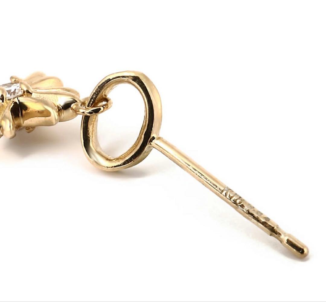 即日発送クロム　K18 スウィングベイビー　ダイヤモンド　クロス　ピアス