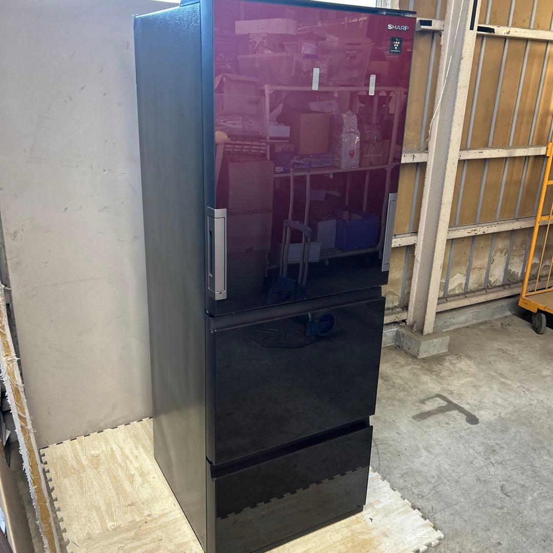 SHARP 2021年製 3ドア冷蔵庫 ワインレッド