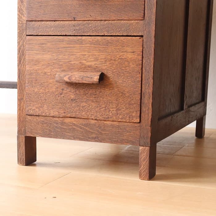 アンティーク ナラ材 片袖机 レトロ 無垢材 デスク 古家具