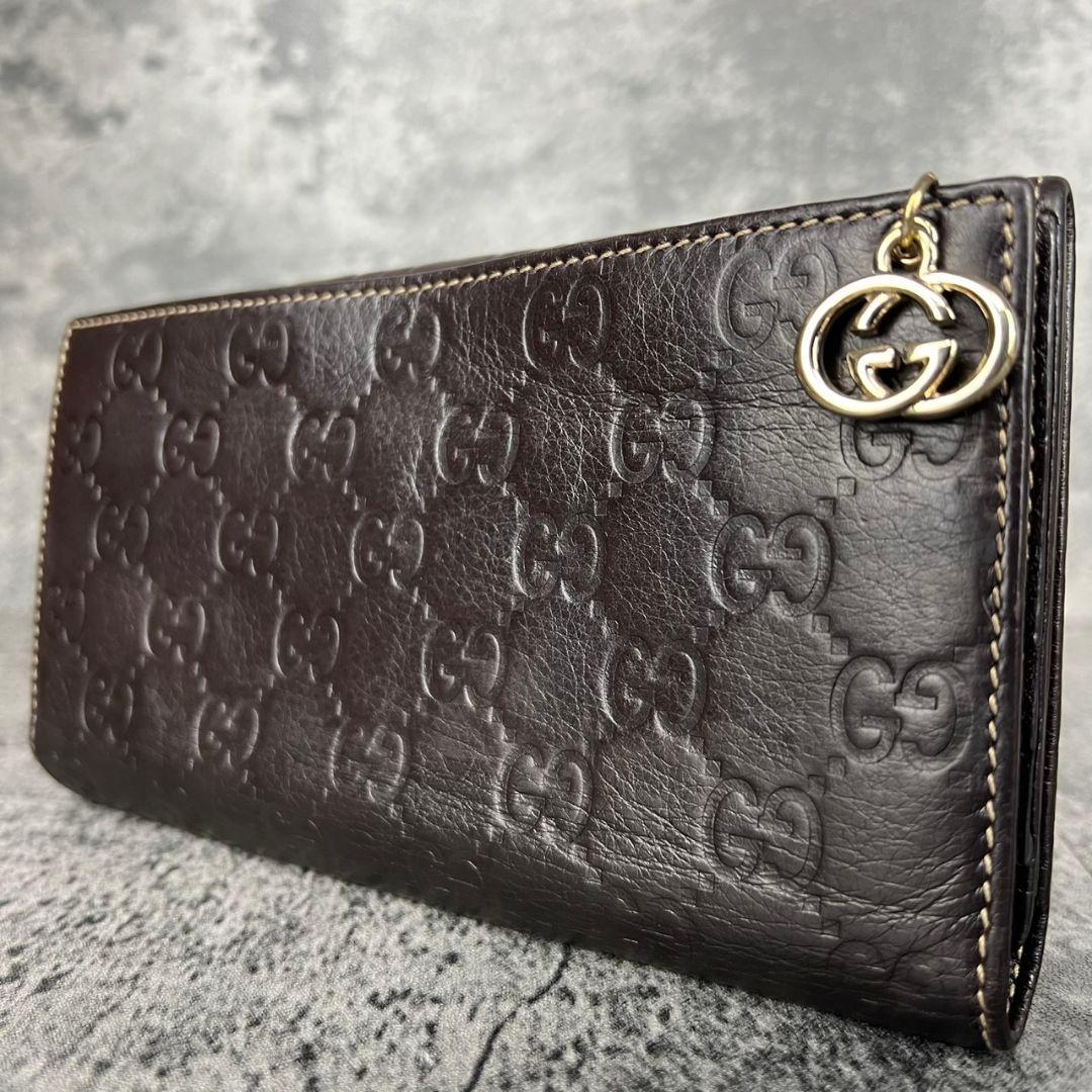 GUCCI グッチシマ インターロッキングG チャーム レザー 長財布