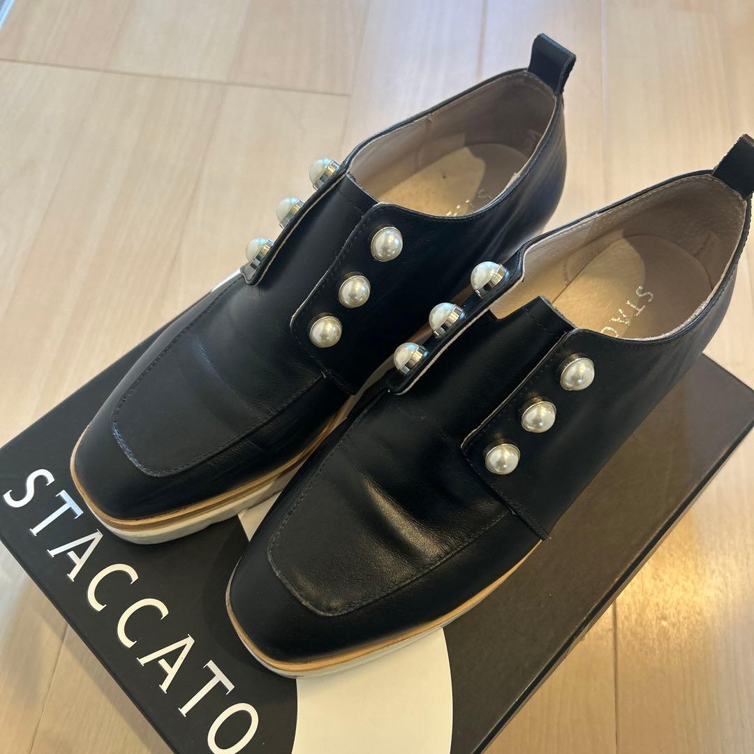 STACCATO スタッカート メイジーパールプラットフォーム　黒　厚底　25㎝
