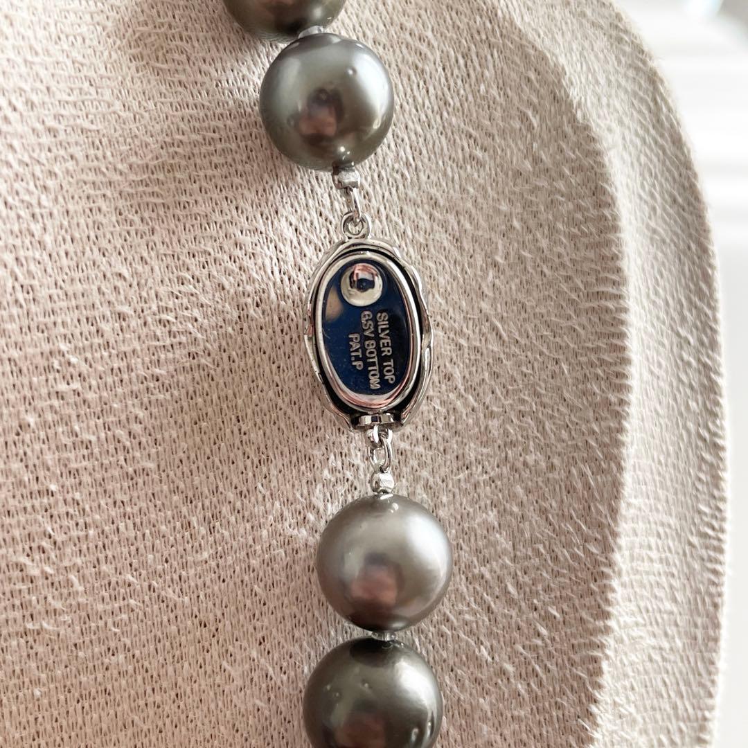 アコヤ真珠★パールネックレス★シルバー刻印あり★大粒★ブラック