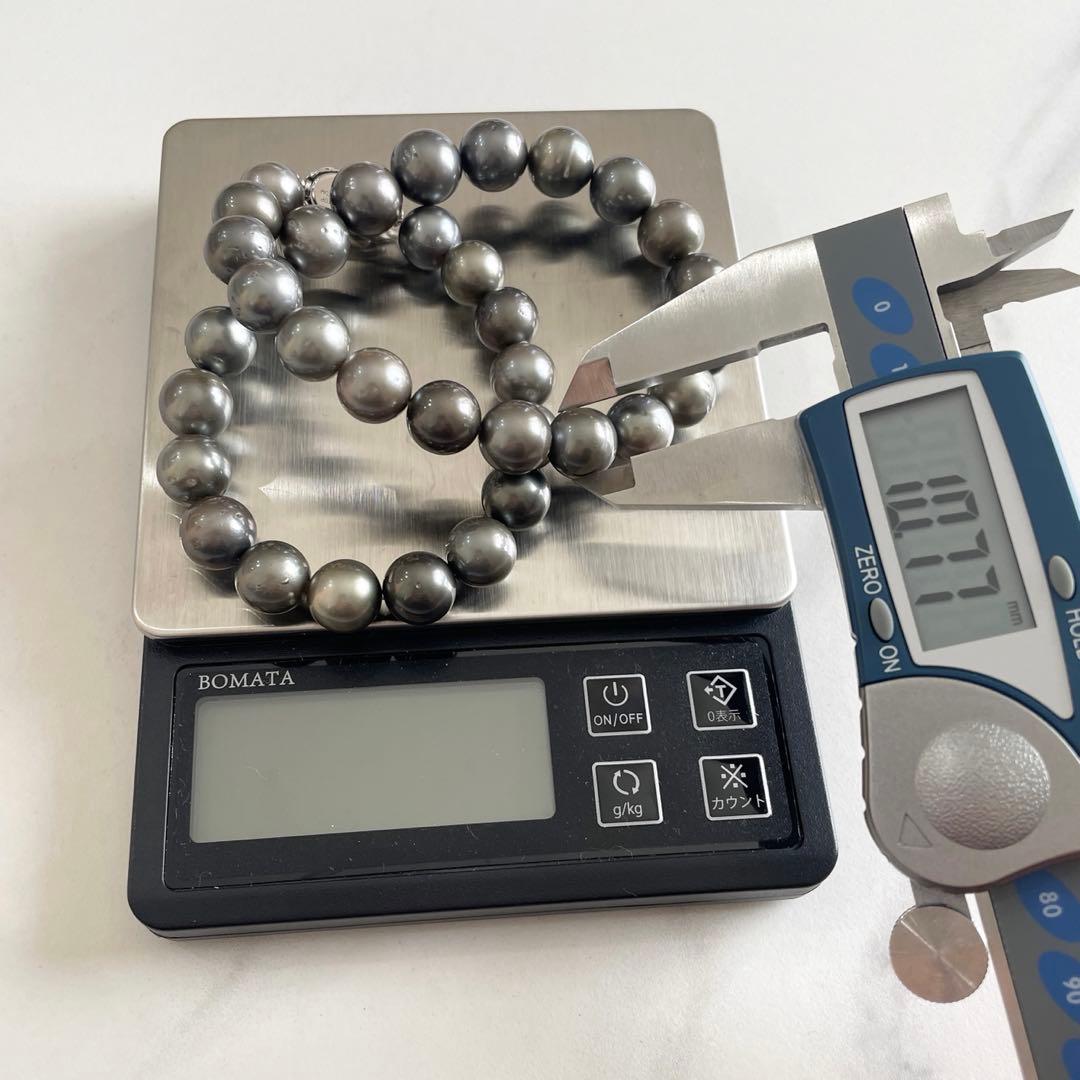 アコヤ真珠★パールネックレス★シルバー刻印あり★大粒★ブラック