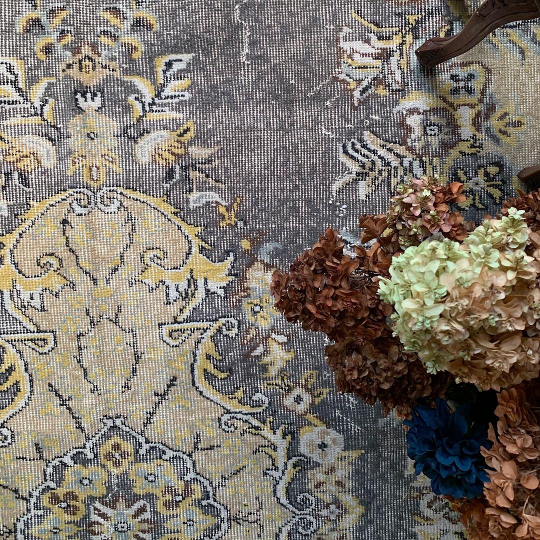 超大判　特大　トルコヴィンテージラグ　278×180スモーキーグレー　トルコラグ