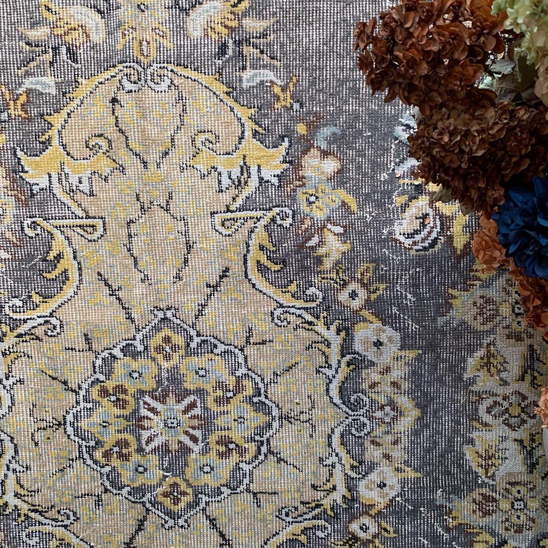 超大判　特大　トルコヴィンテージラグ　278×180スモーキーグレー　トルコラグ