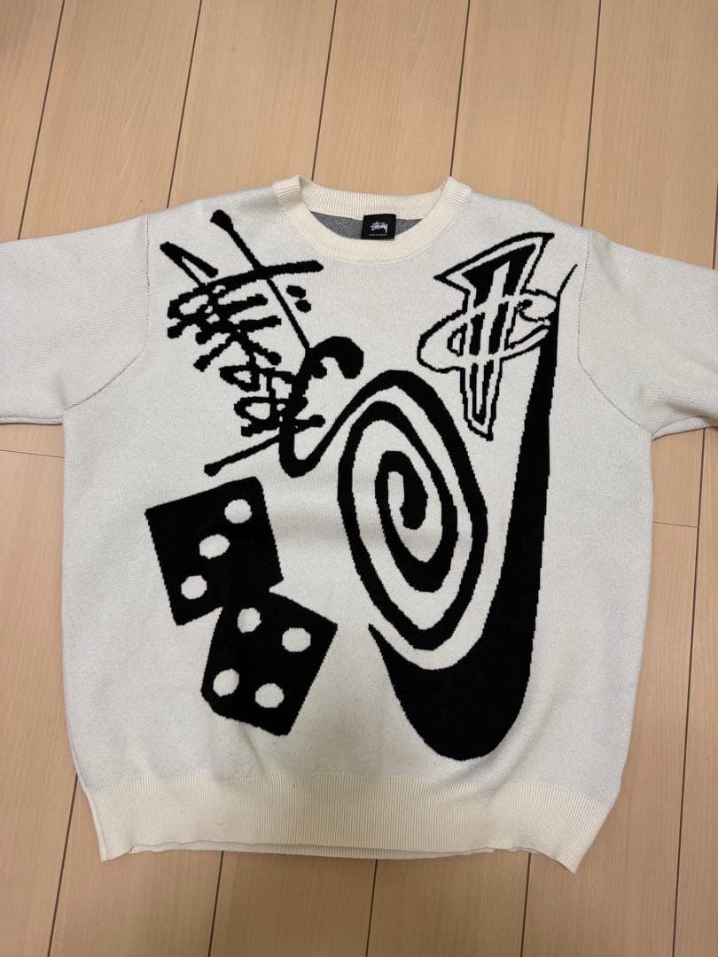 Stussy グラフィックセーター ホワイト/ブラック