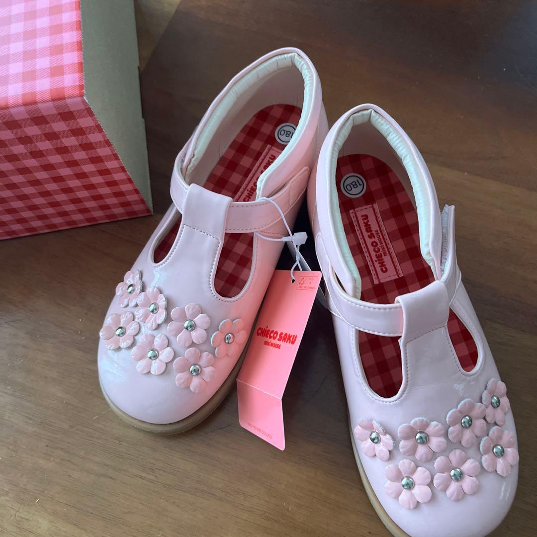 MIKI HOUSE ピンク メリージェーン シューズ18センチ新品（箱付き）