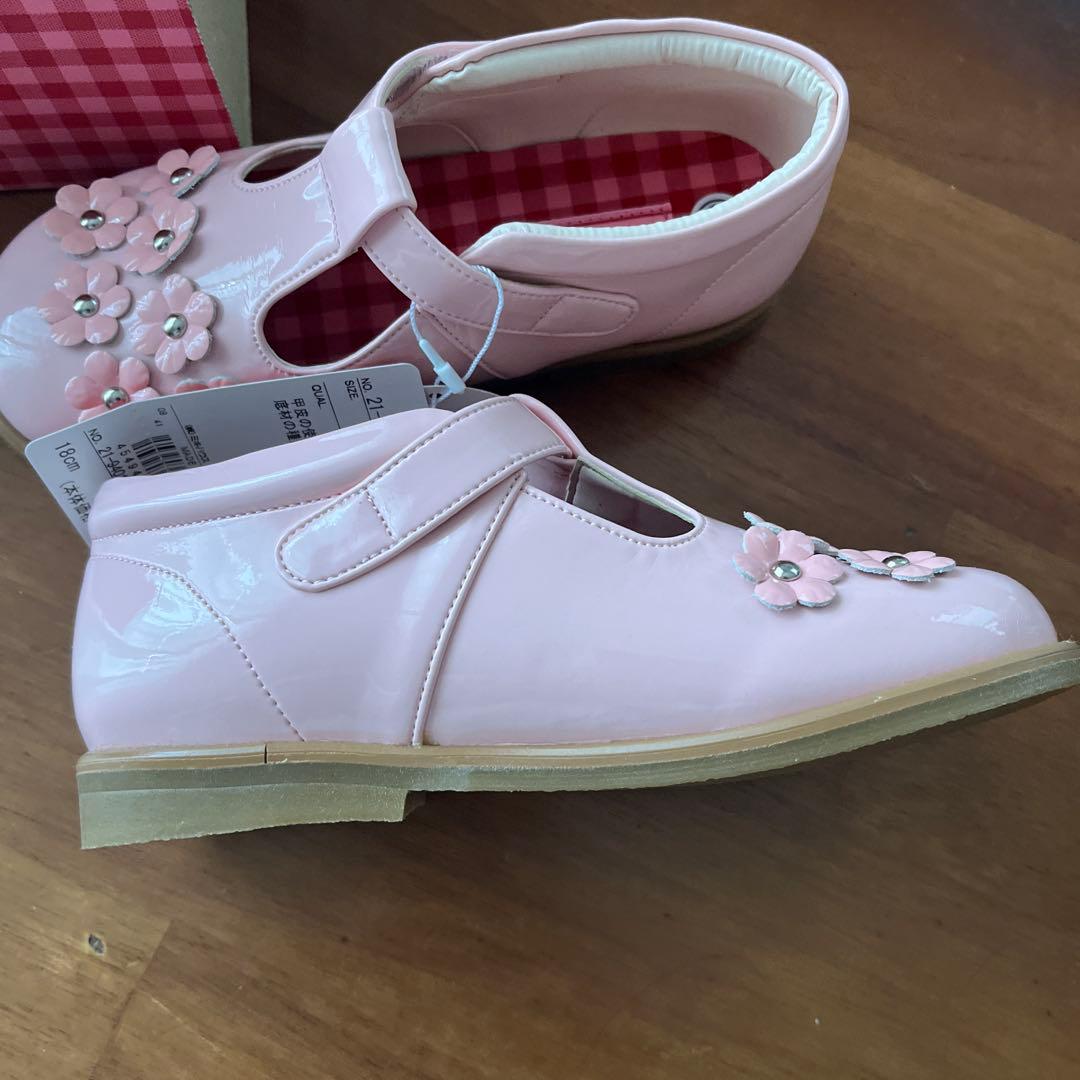 MIKI HOUSE ピンク メリージェーン シューズ18センチ新品（箱付き）