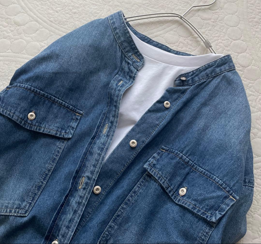 未使用SLOBE IENA LE DENIMバンドカラーロングデニムワンピース