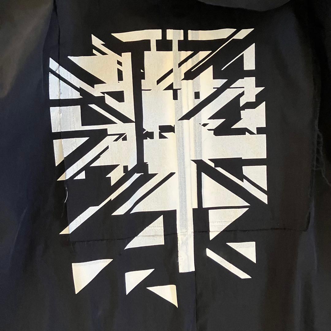 meagratia バックプリント オーバーサイズ フード モッズコート 黒 2