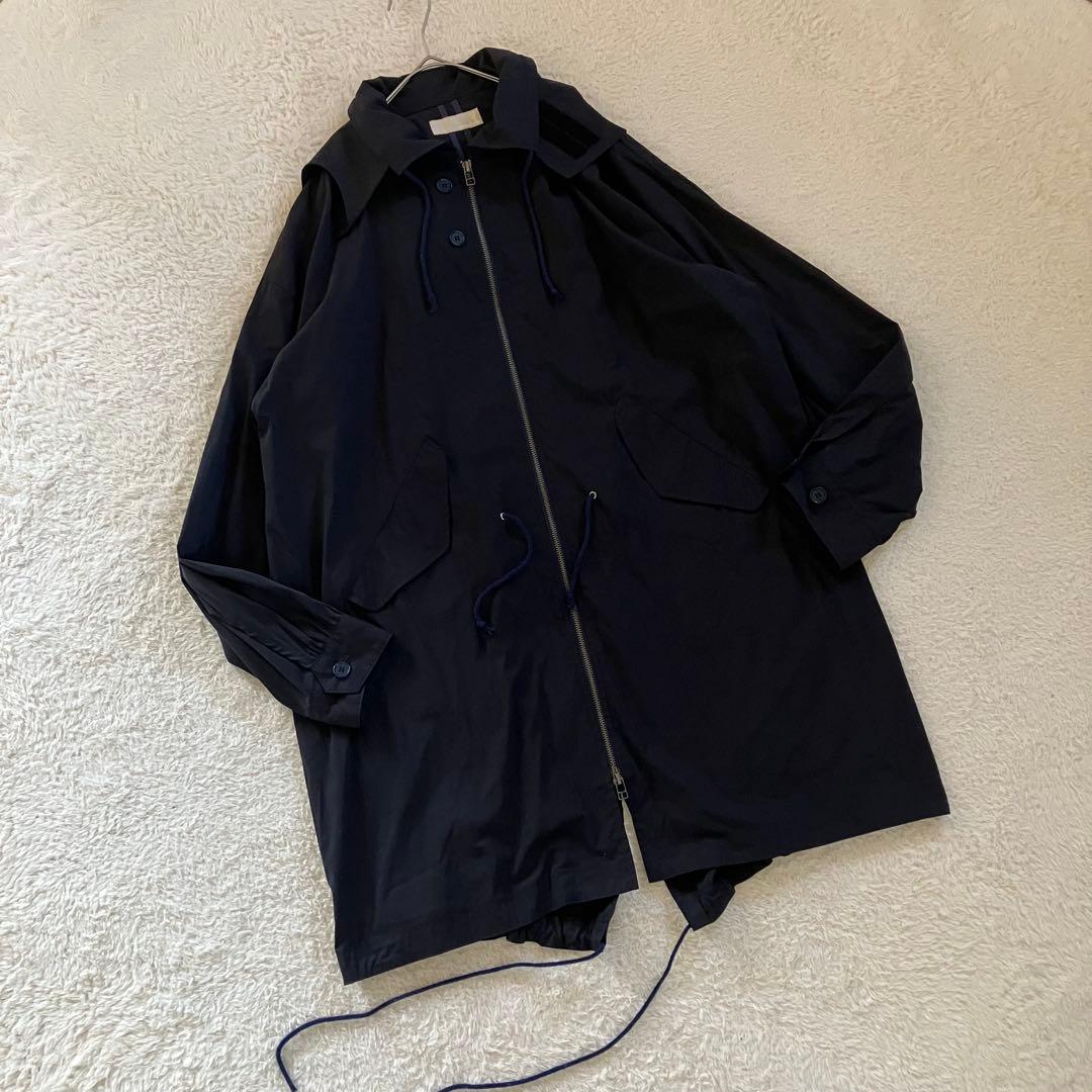 meagratia バックプリント オーバーサイズ フード モッズコート 黒 2