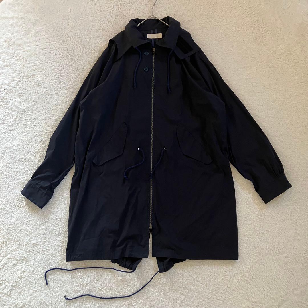 meagratia バックプリント オーバーサイズ フード モッズコート 黒 2