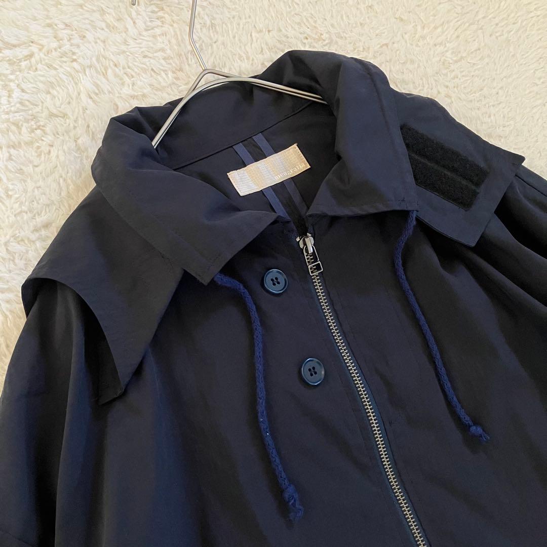 meagratia バックプリント オーバーサイズ フード モッズコート 黒 2