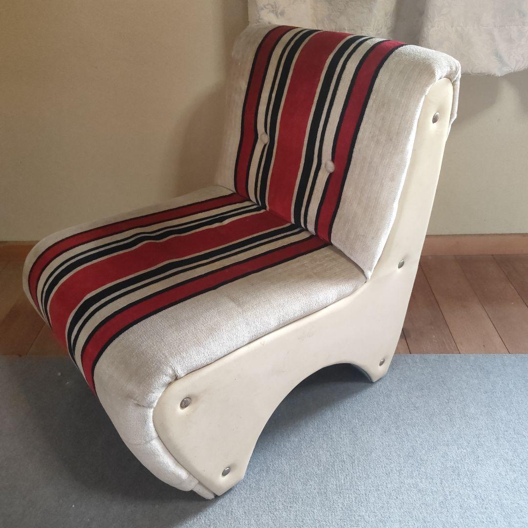 Amber Sorsek☆昭和レトロ ☆ベロアストライプソファー 当時物