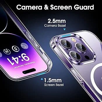 CASEKOO iPhone 14 Pro 用 ケース クリア ワイヤレス充電