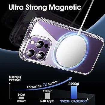 CASEKOO iPhone 14 Pro 用 ケース クリア ワイヤレス充電