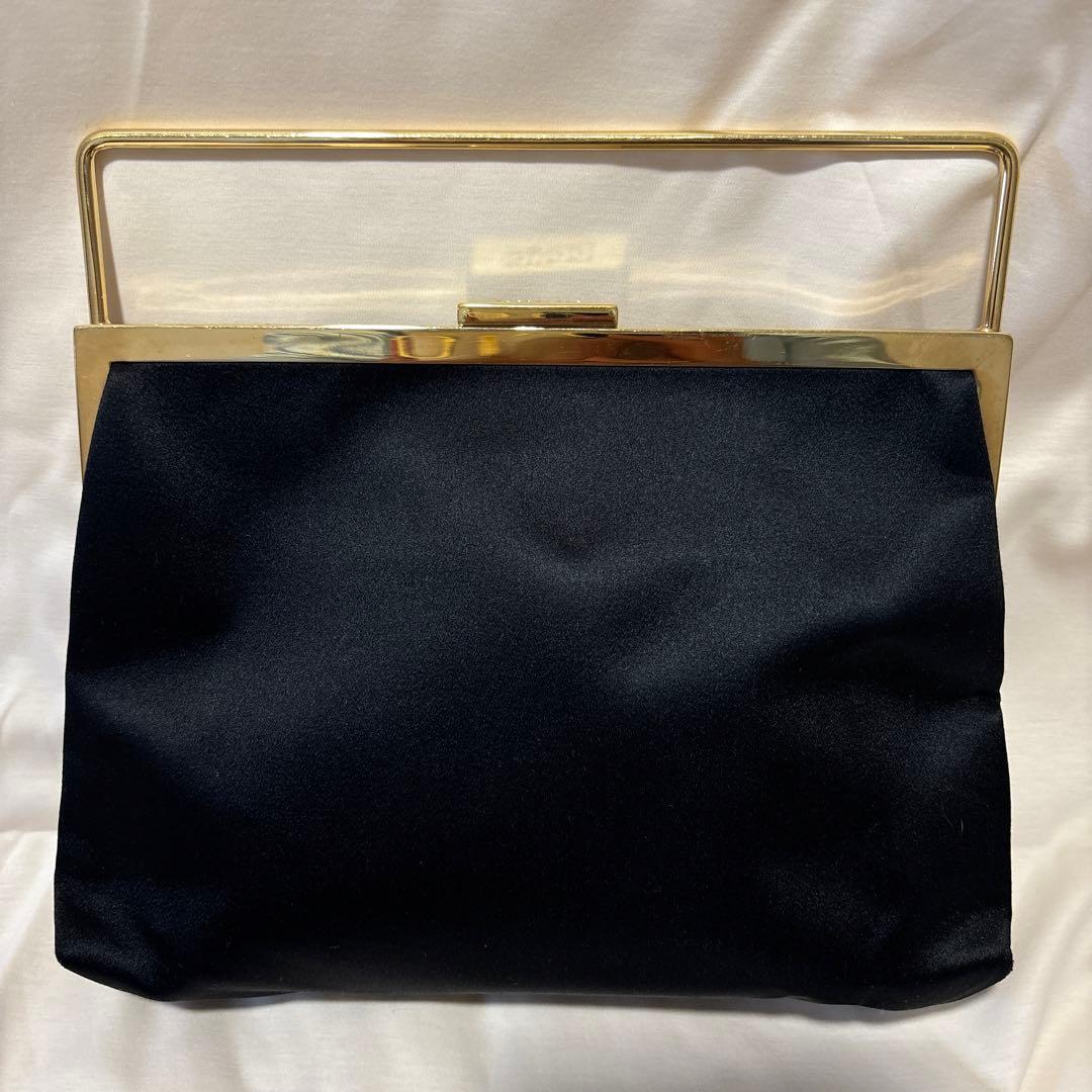 美品 ‼️GUCCI グッチ 黒 サテン　ゴールド金具 パーティーバッグ ‼️