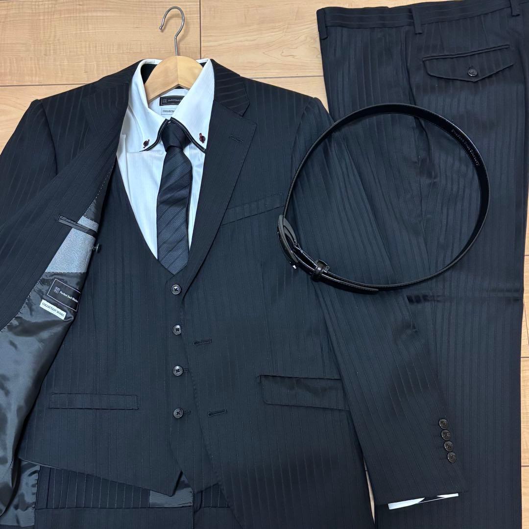 【美品】　P.S.FA スーツ6点セット　A5 成人式　シャツネクタイベルト付き