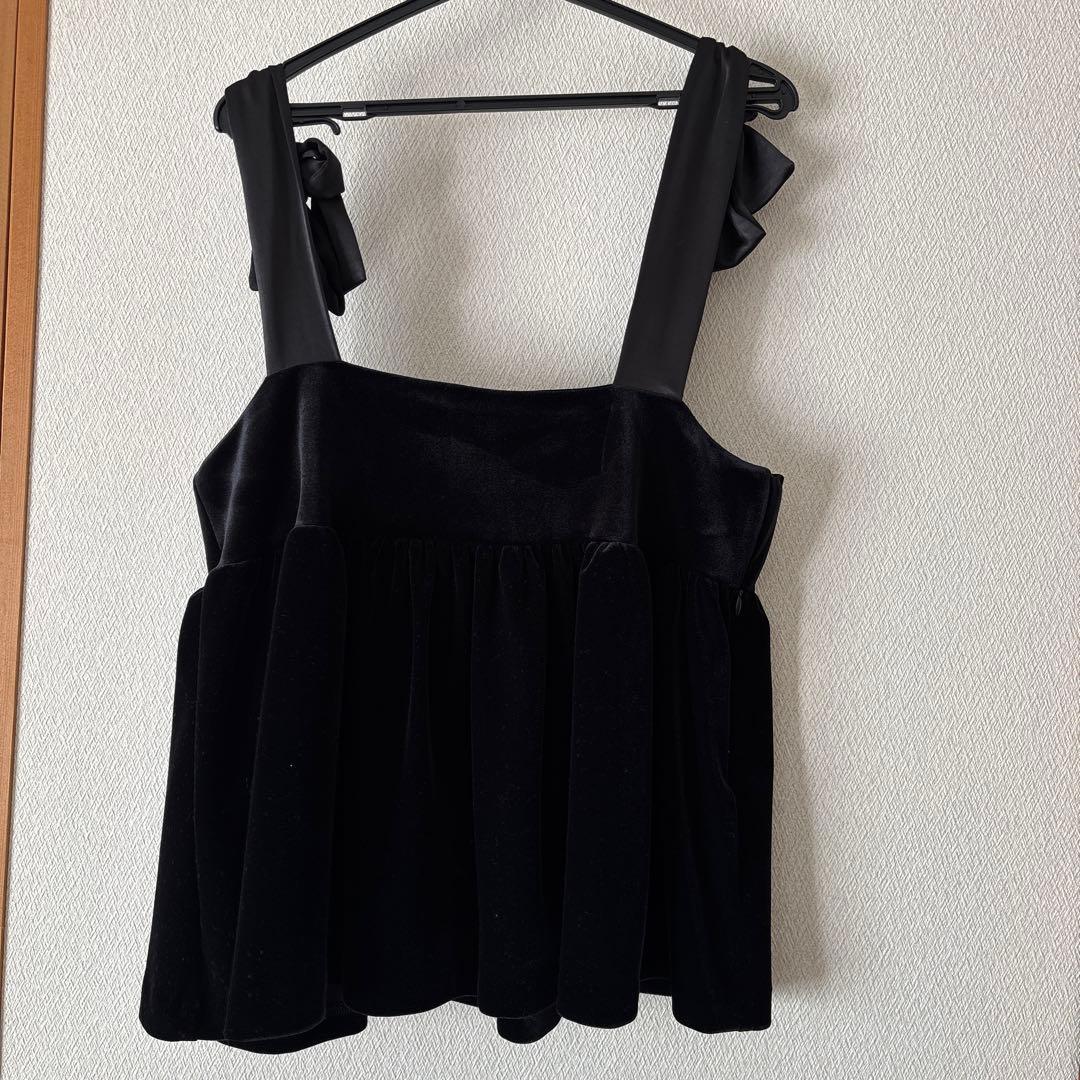 【新品•タグ付き】velours ribbon tops mie ajunar