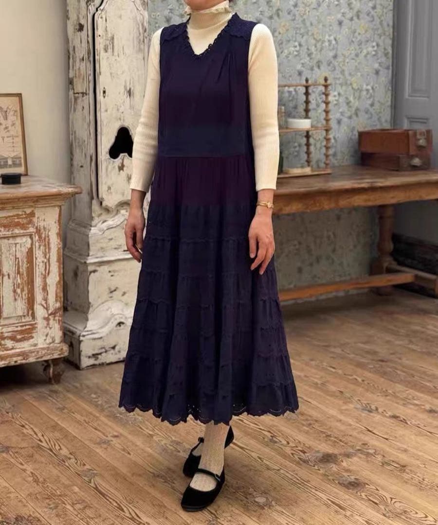 新品yukiemo Teddyレースワンピース3Lネイビー　ユキエモン