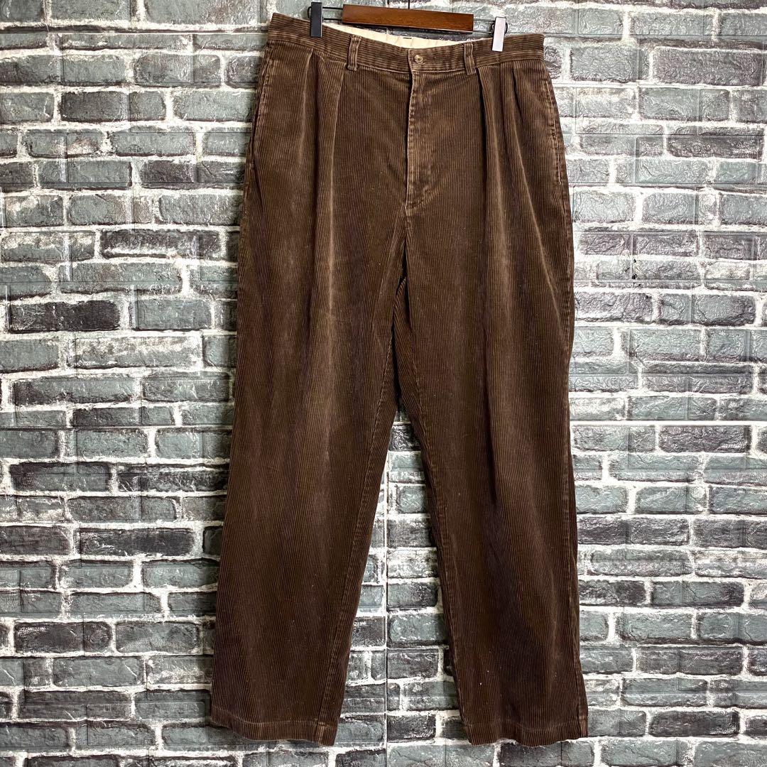 ポロバイラルフローレン 太畝コーデュロイパンツ ブラウン 34×32 古着