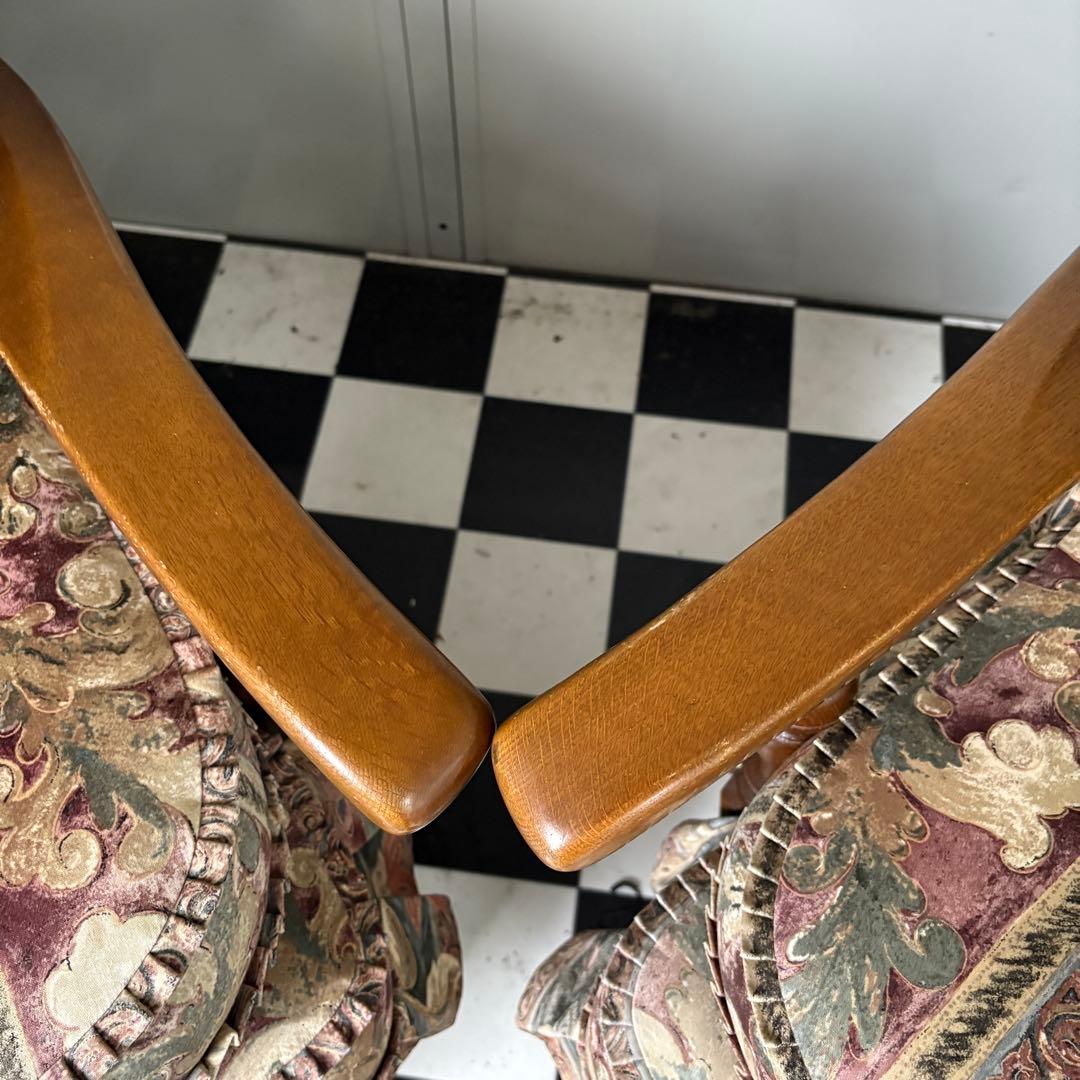 ①あずき様キツツキ　飛騨産業　穂高　ソファ　ボタニカル柄　レトロ