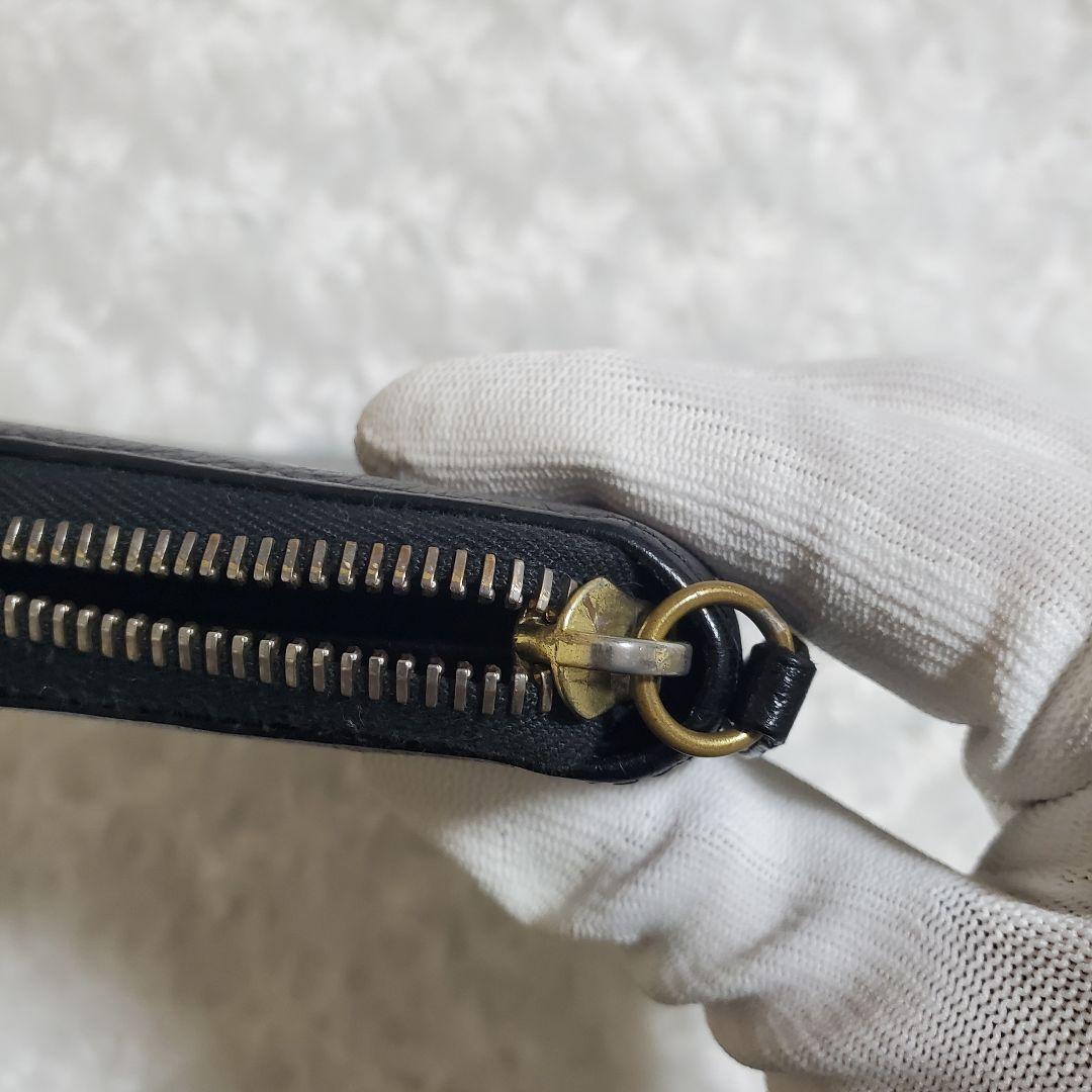 【美品】イルビゾンテ 長財布 ラウンド ロゴ型押し オールレザー ブラック 黒