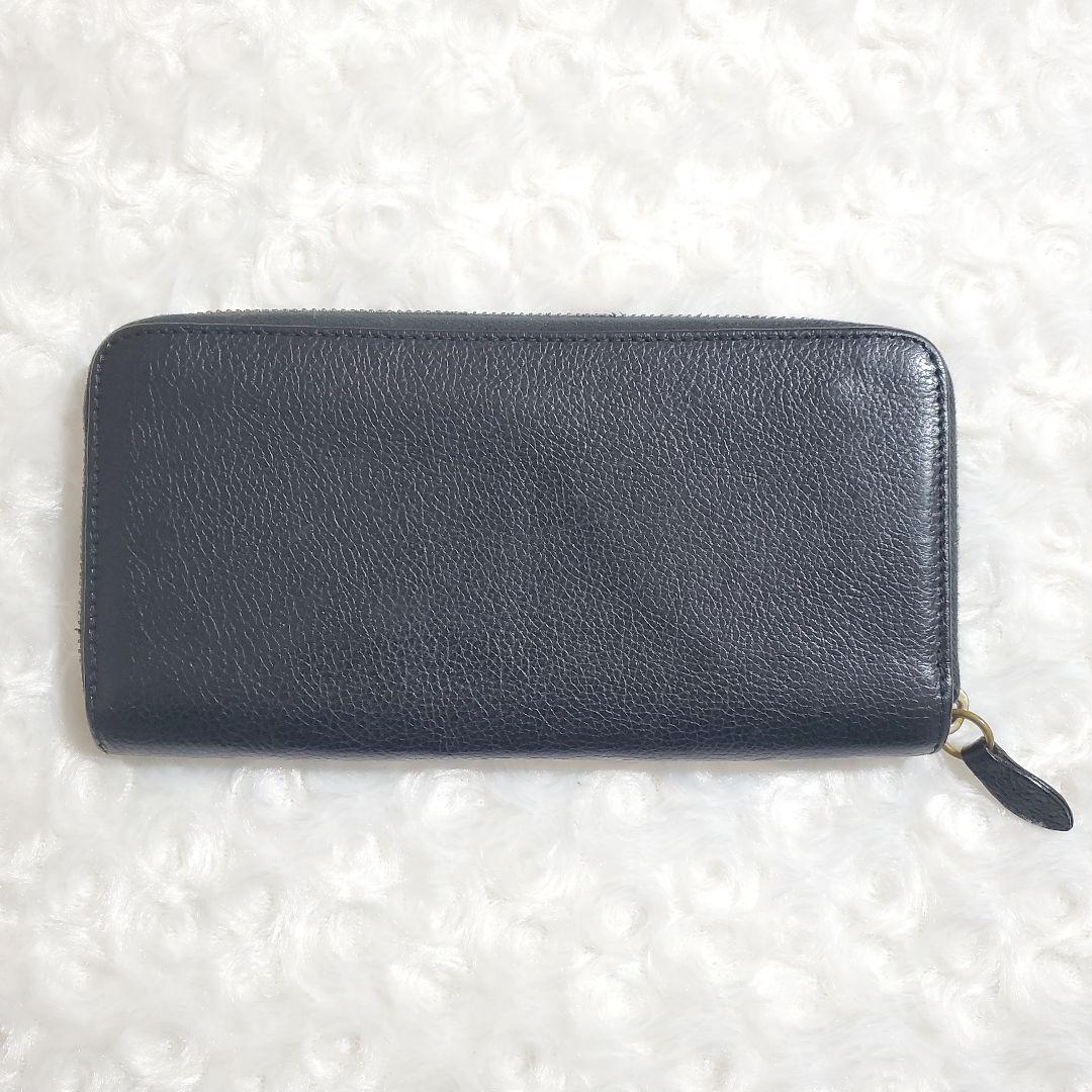 【美品】イルビゾンテ 長財布 ラウンド ロゴ型押し オールレザー ブラック 黒