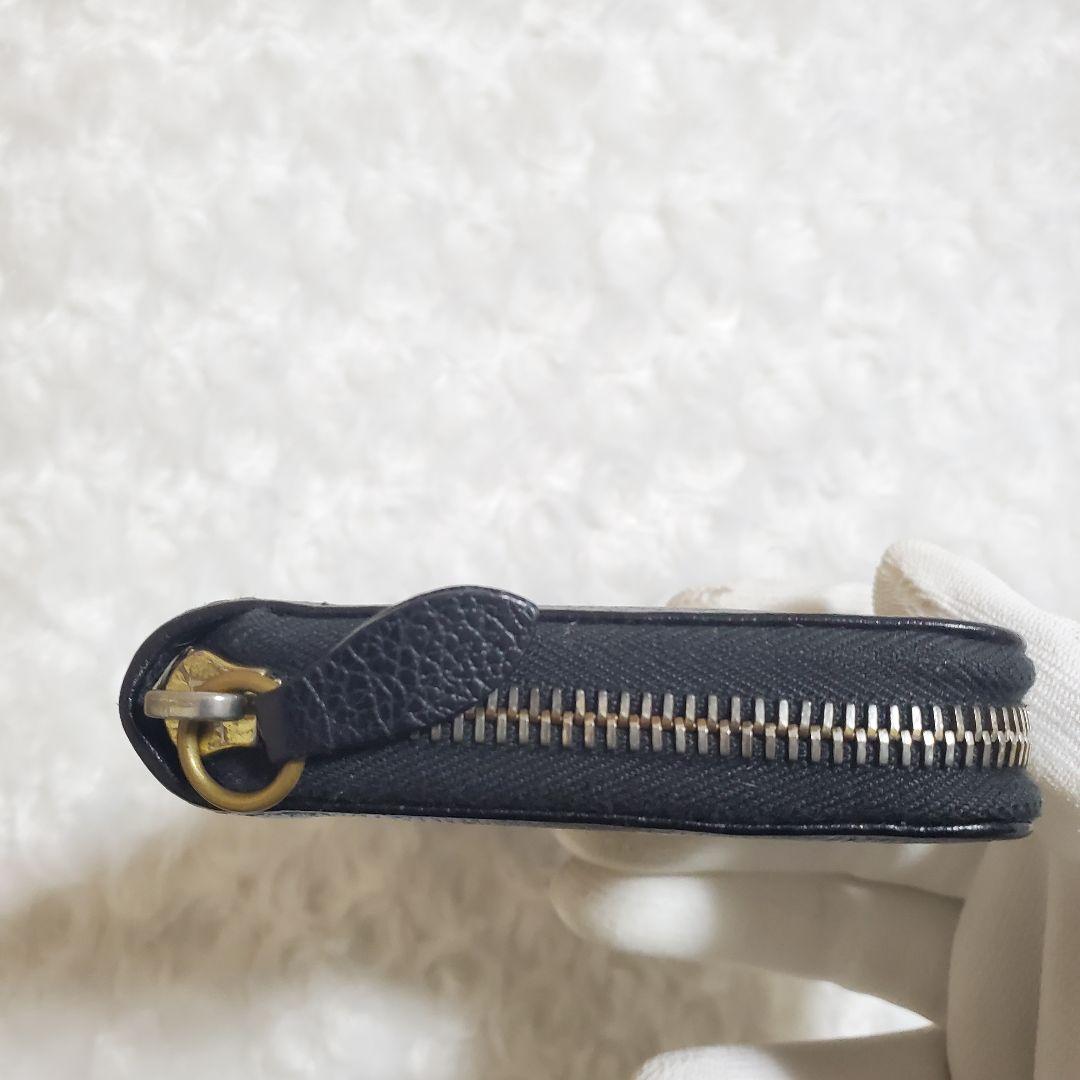 【美品】イルビゾンテ 長財布 ラウンド ロゴ型押し オールレザー ブラック 黒