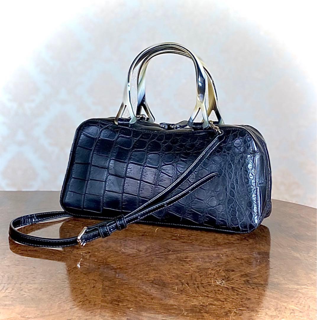 2点おまとめ特価　バッファローホーンイタリア製 2way クロコダイル バッグ
