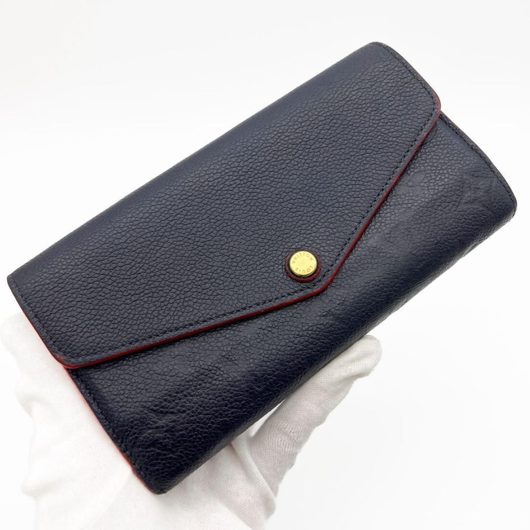 【美品】ヴィトン アンプラント ポルトフォイユ サラ 長財布 マリーヌルージュ