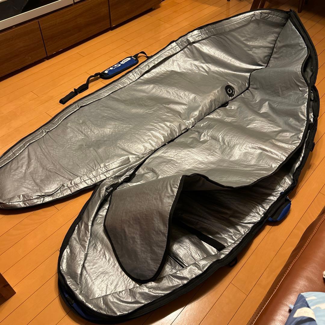 FCS サーフボードトラベルハードケース シルバー/ブルー　2枚収納可能　6.7