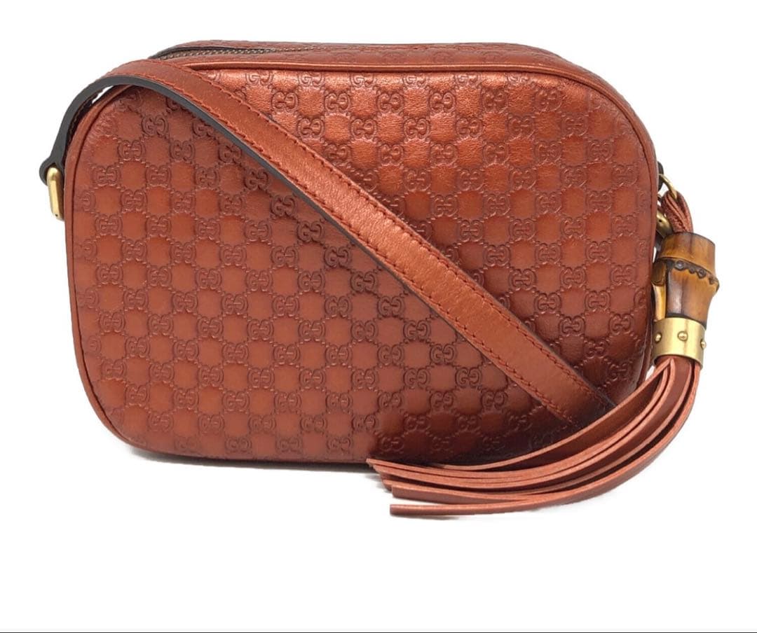 GUCCI グッチ　マイクログッチシマ　gg柄　バンブー　ショルダーバッグ