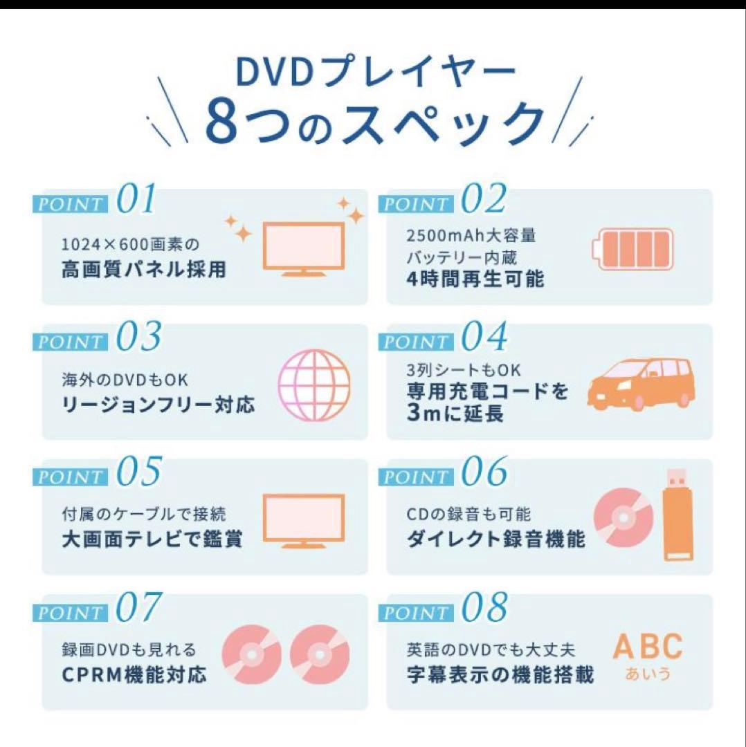 新品未使用:ポータブルDVDプレーヤー 10.1インチ