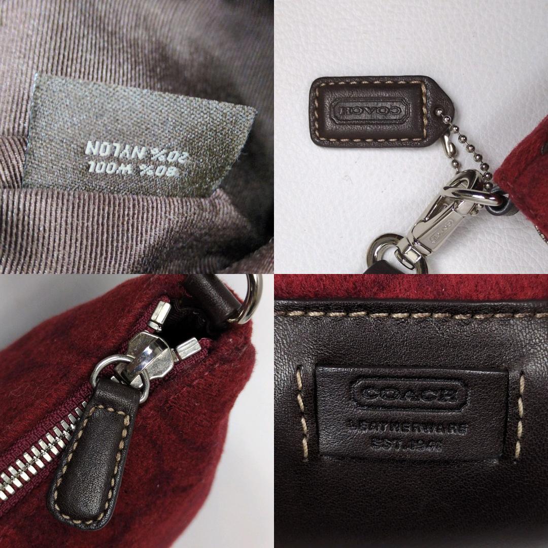 希少 COACH コーチ 7720 ワンハンド ハンドバッグ ポーチ ウール