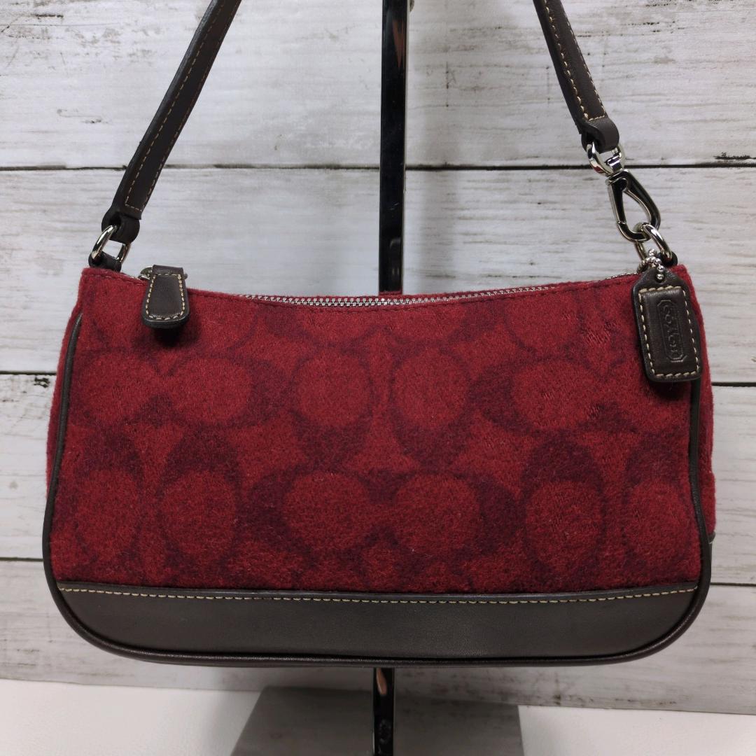 希少 COACH コーチ 7720 ワンハンド ハンドバッグ ポーチ ウール