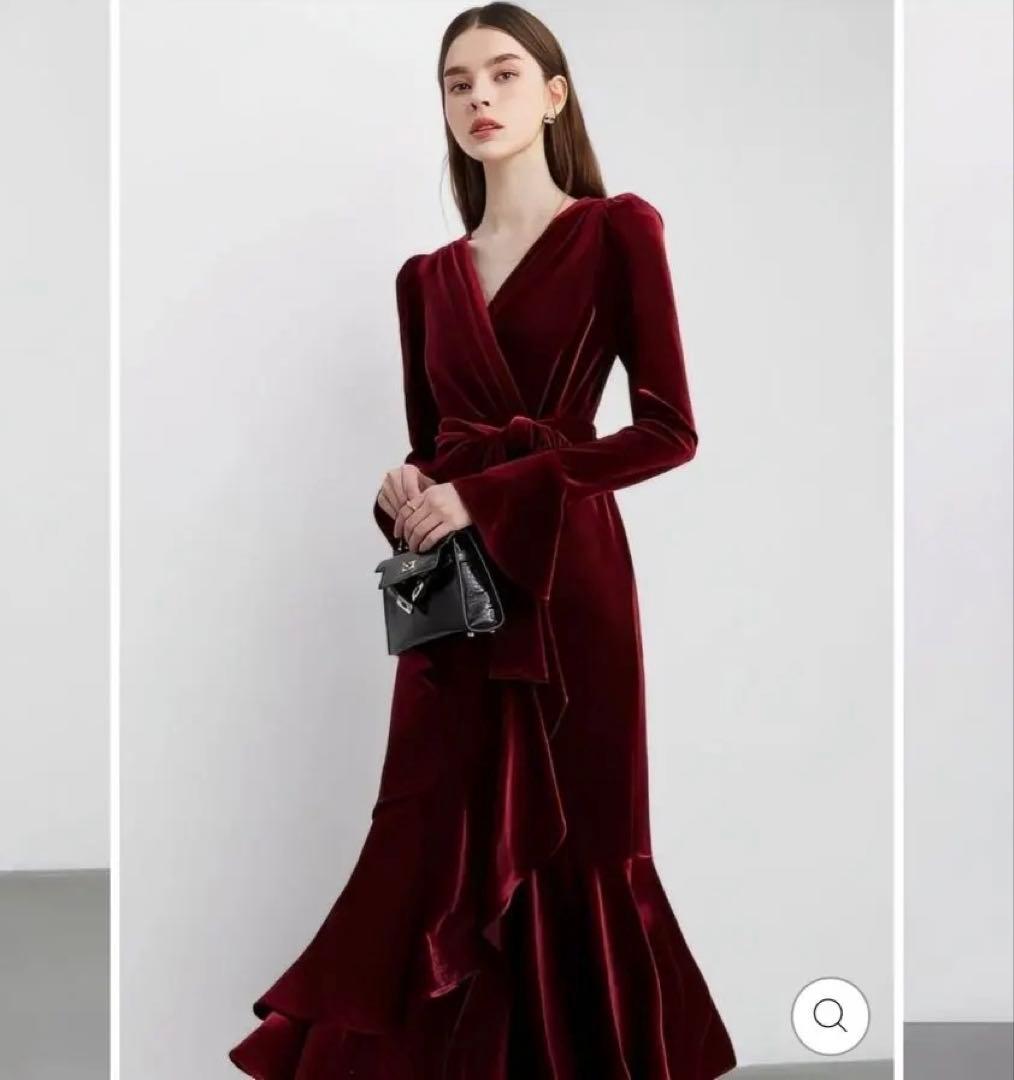 ベルベットラップマーメイドドレス