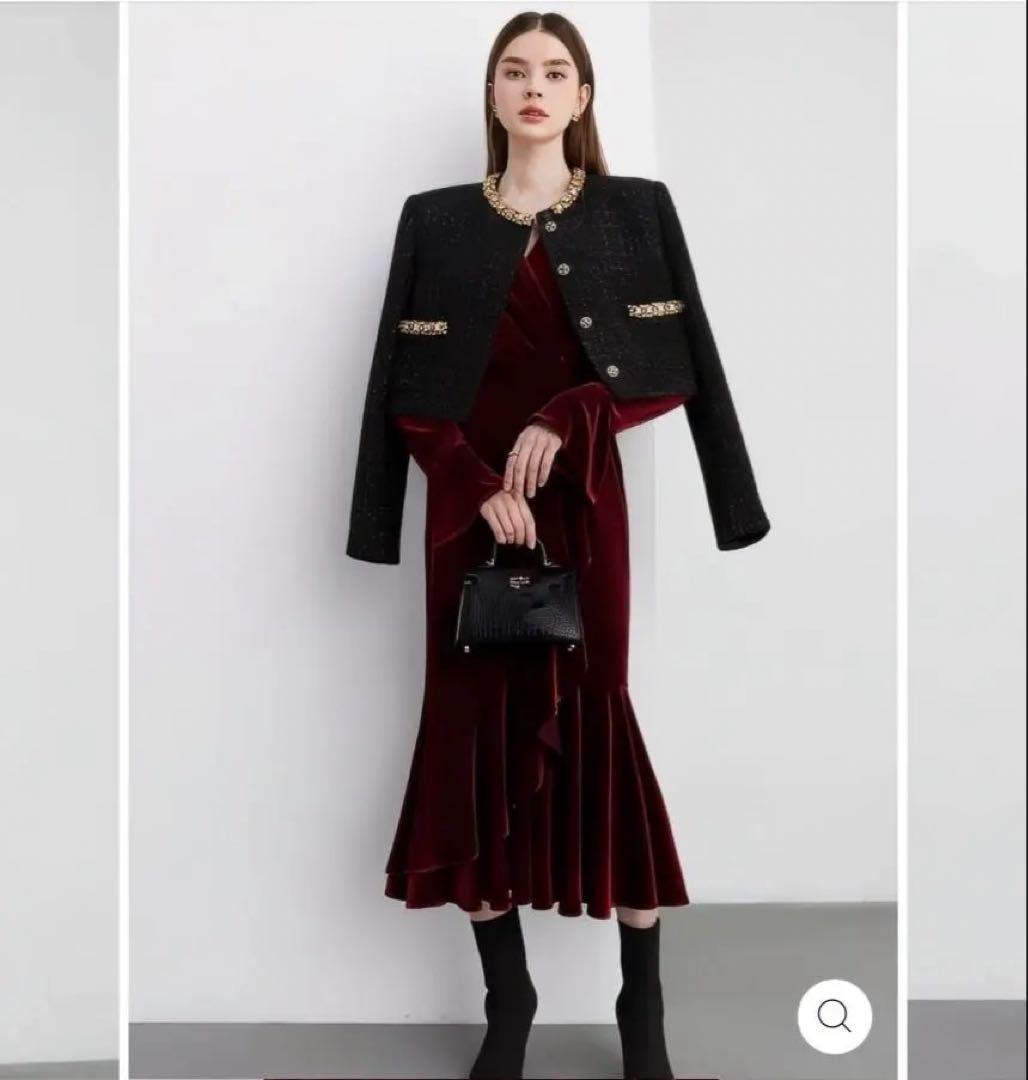 ベルベットラップマーメイドドレス