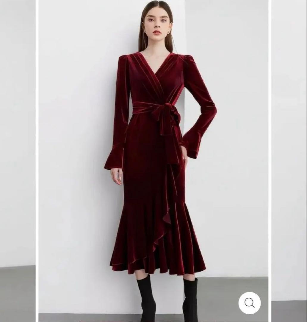 ベルベットラップマーメイドドレス