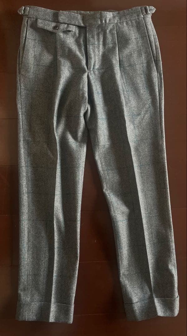 INCOTEX グレー チェック柄 スラックス