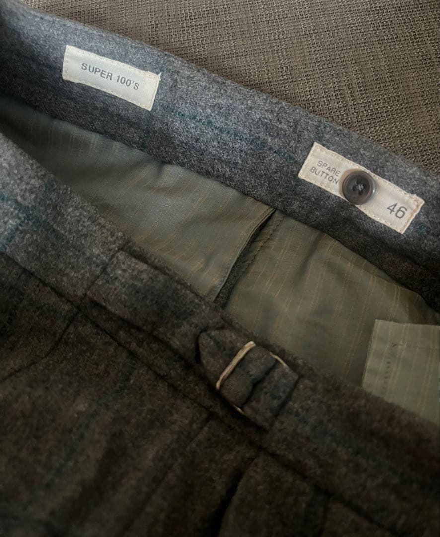 INCOTEX グレー チェック柄 スラックス