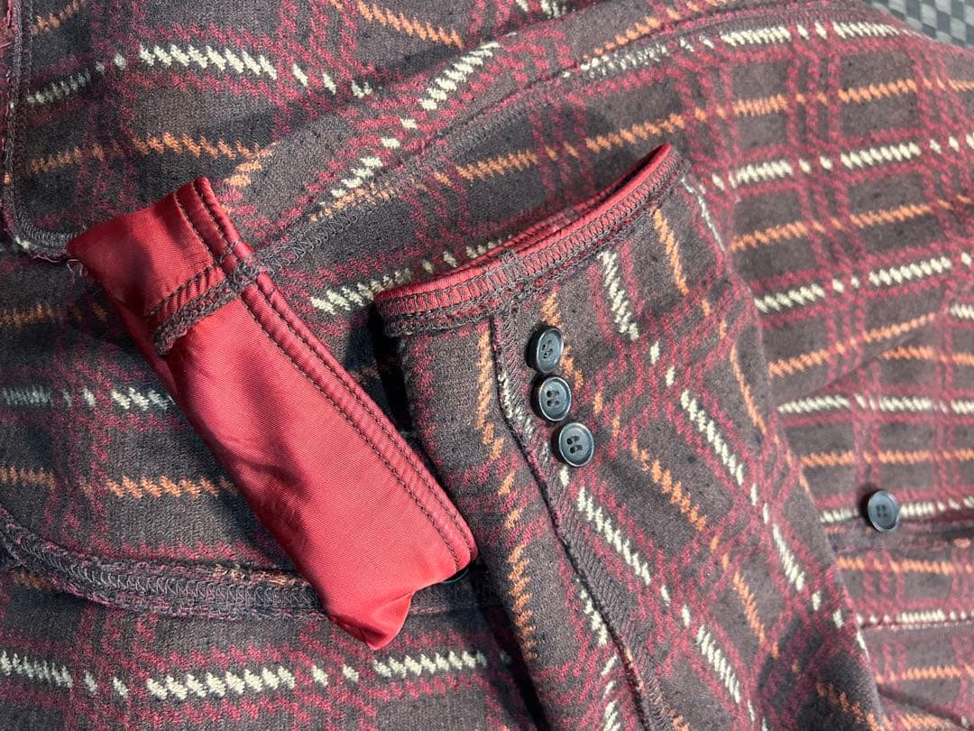 コムデギャルソン　ブラウン系チェック柄ライトジャケット