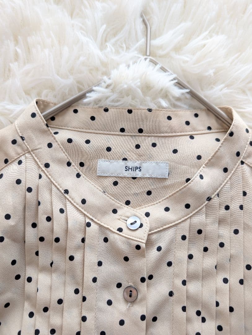 新品タグ付き SHIPS バンドカラー サイドプリーツ ワンピース M 25AW