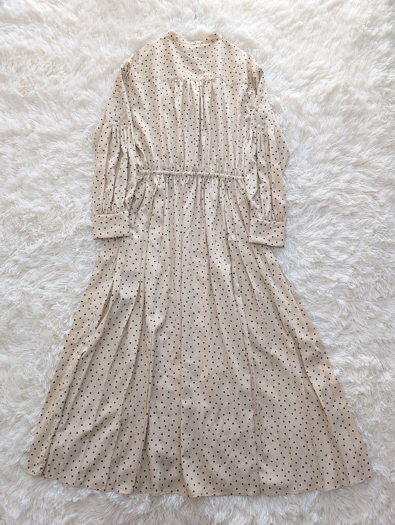 新品タグ付き SHIPS バンドカラー サイドプリーツ ワンピース M 25AW